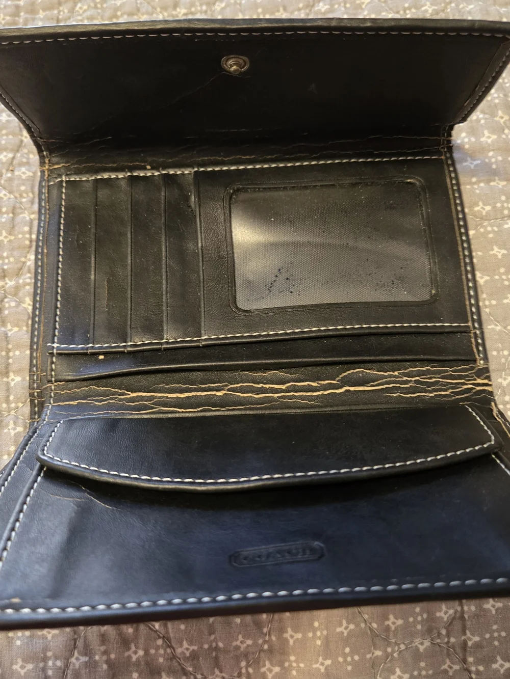 COACH Signature Canvas Clutch Wallet in Black and Cream